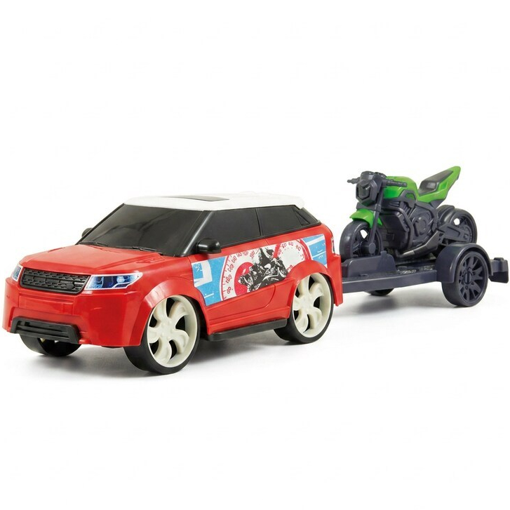 Land Rover Carrinho Luxo Brinquedo Grande - Com Carretinha E Moto Esportiva - Na Caixa Pra Presente