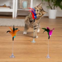 Varinha para Gatos com Penas e Ventosa para grudar