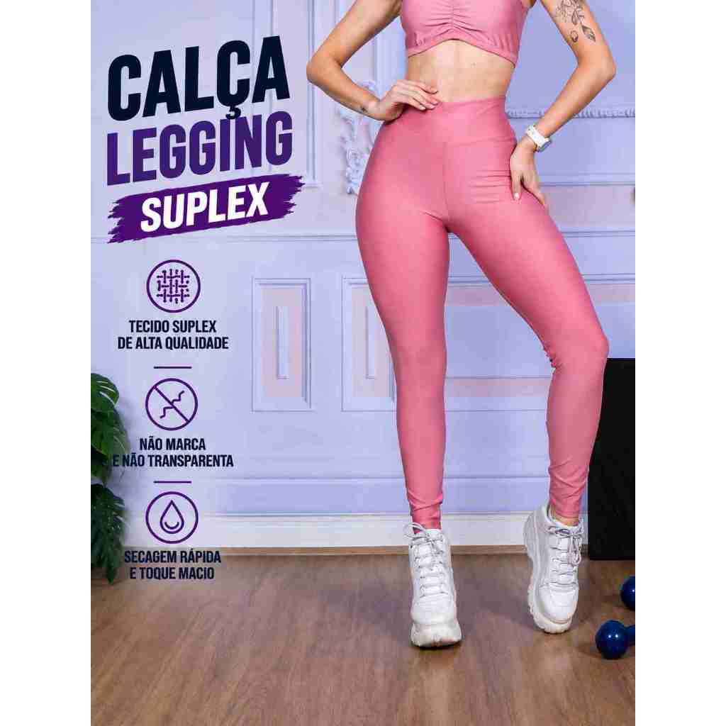 Legging Ginástica Feminina Preta Suplex Academia Atacado Alta Compressão