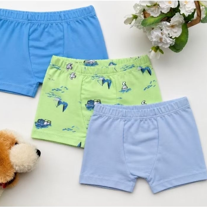 Kit 4 Cuecas Infantil Menino Box 100% Algodão Confortável Forro Duplo Macio Cores Sortidas