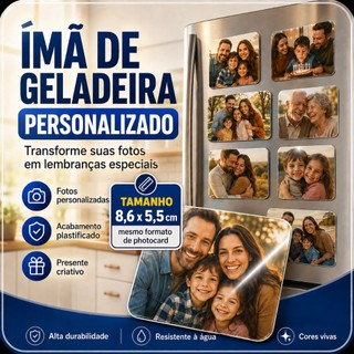 Ímã de Geladeira Personalizado com Foto 8,6x5,5cm Plastificado | Lembrança Presente Personalizado