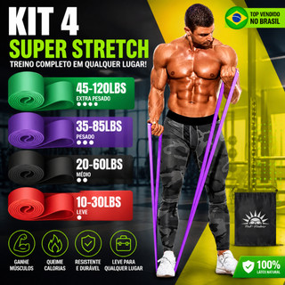 Kit 4 Elástico Super Band Borracha Crossfit Extra Forte Faixas de Resistência