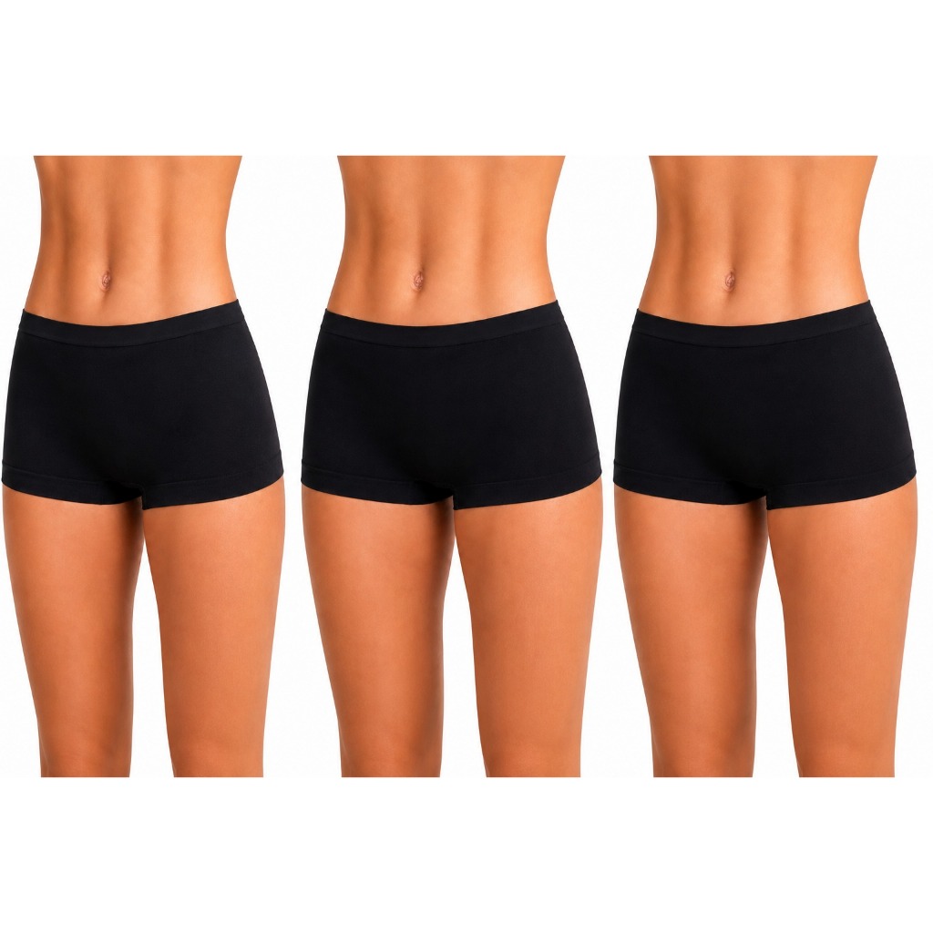Kit 3 Calcinha Box Cueca feminina Shortinho Confortável Respirável  Cintura Alta para Uso Diario