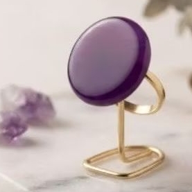 Anel Pedra Natural Exclusivo Ágata Quartzo Rosa Preto Turmalina Feminino Tamanhos Chamar no Chat