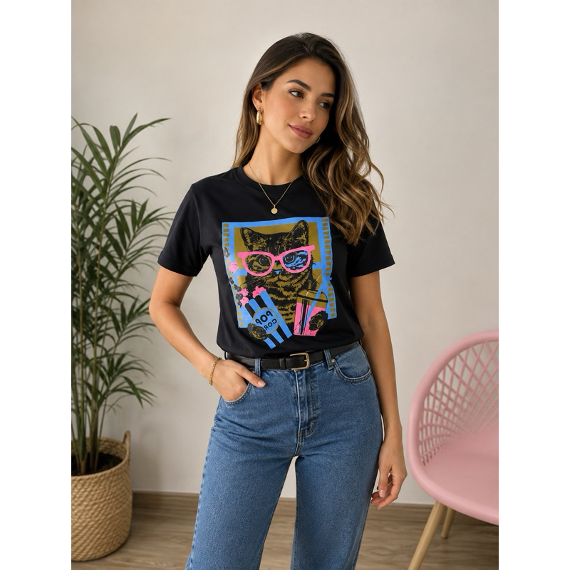 Blusa Feminina T Shirt Tee Camisa Blusinha Blusas Camiseta Estampada Manga Curta 100% Algodão Malha  Premium