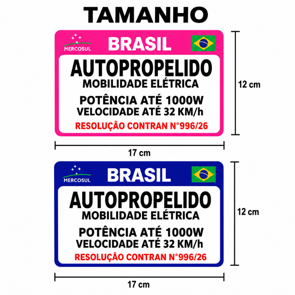 Identificação em PVC para Moto Elétrica 1000w 20x17 Acessórios para Scooter Elétrica e Bicicleta Elétrica