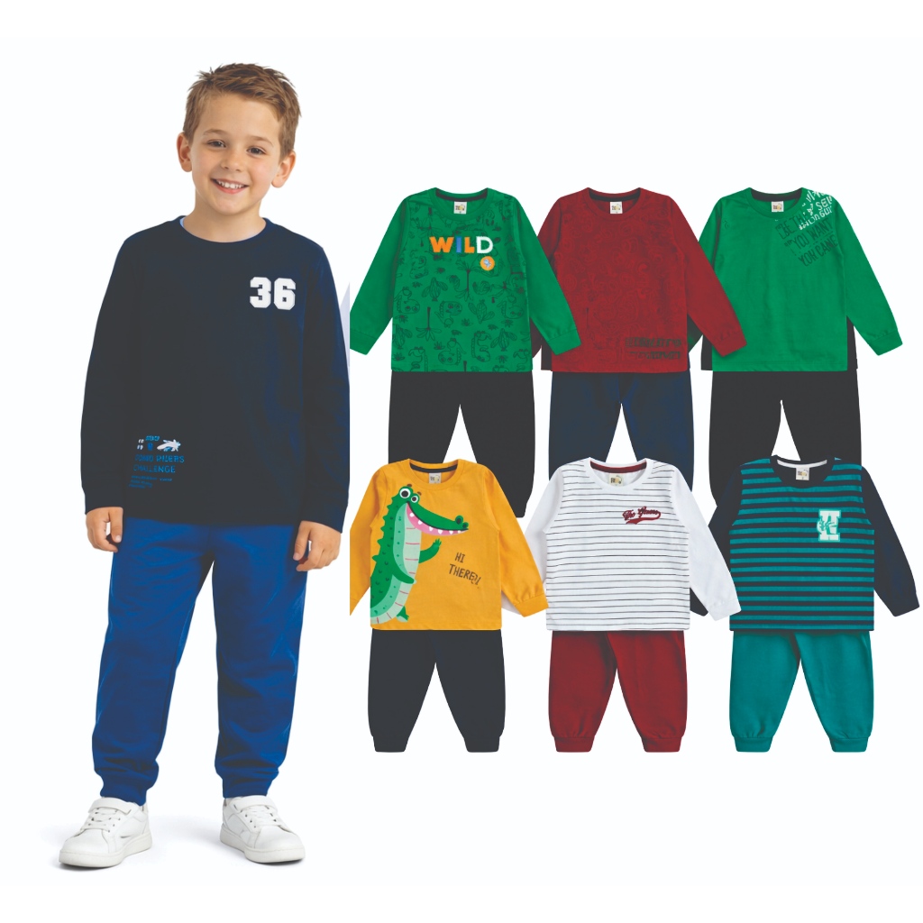 Kit 3 Conjuntos Masculino Infantil  de Meia Estação Quentinho e Confortável  Sortidos de Inverno  1 ao 10 anos