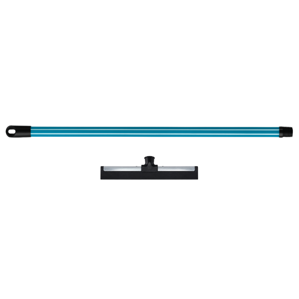 1 Rodo Metal Duplo 30cm EVA Reforçado Puxa Seca Limpa Piso Porcelanato Banheiro Com Cabo Multiuso