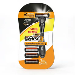 Barbeador descartável Flex3 recarregável Preto + 5 lâminas Bic