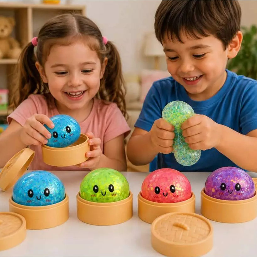 Squishy Bolinho Antiestresse com Glitter, Brinquedo Sensorial Kawaii Macio e Apertável 8,5cm, Presente Infantil
