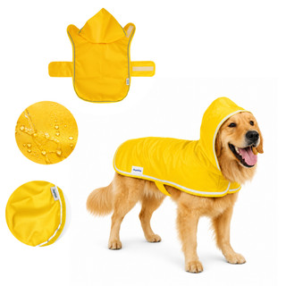 Capa De Chuva Cachorro Pet Grande Capuz Impermeável Regulável Refletiva