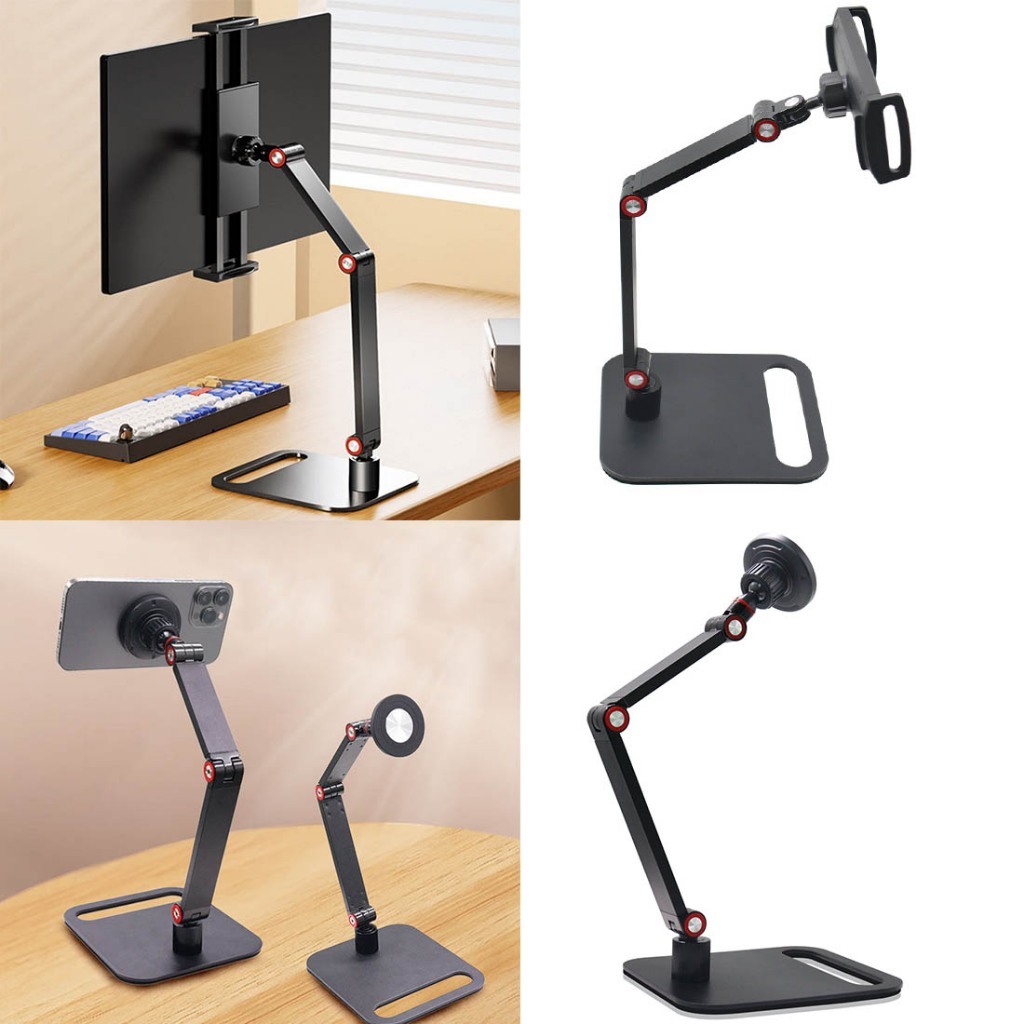 Suporte de Mesa Braço Articulado 360° Ajustável para Monitor Portátil, Tablet e Celular