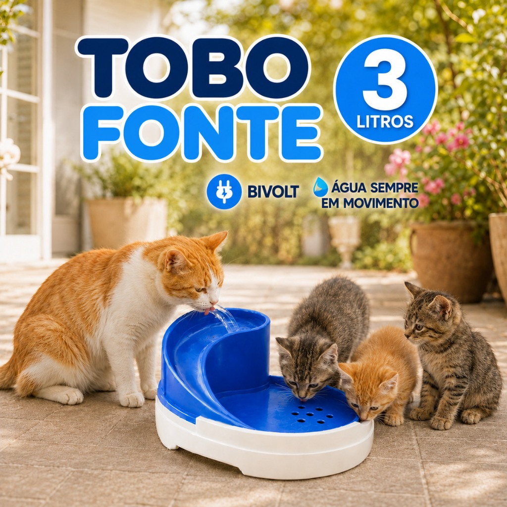 Fonte Cascata Bebedouro para Cães e Gatos 3 Litros Filtro
