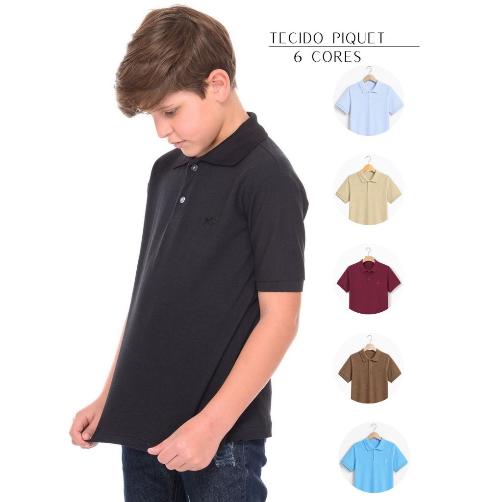 Camisa Gola Polo Infantil menino Piquet Juvenil Masculina