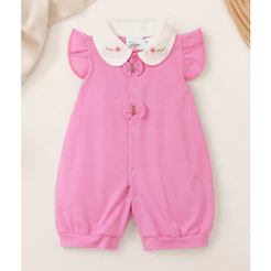 Macacão Bebe Menina Curto Romper Verão Malha De Algodão Collor 4 & 6 Meses (G)