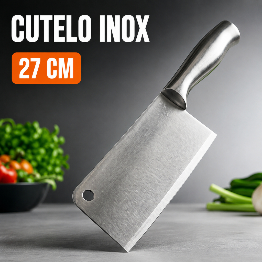 Faca Cutelo 27 cm  Aço Inox Faca Açougue Churrasco Cozinha Profissional Domestico Praticidades
