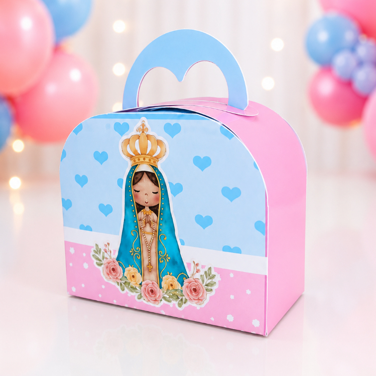 Caixa Maleta Nossa Senhora Aparecida Personalizada | Lembrancinha Religiosa | Batizado | Primeira Comunhão | Festa Catól