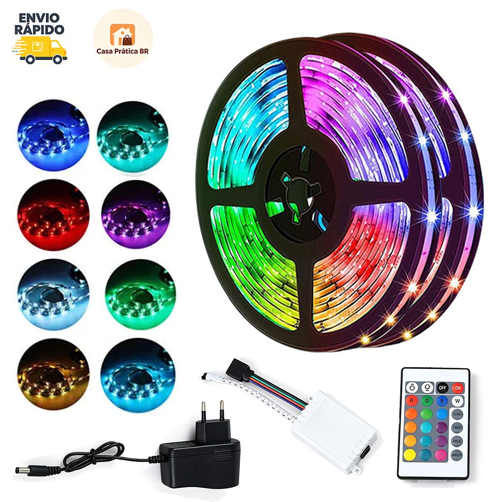 ✈️Envio Rápido｜Fita LED RGB 2835 SMD 300, 5M 12V IP60 À Prova D'Água, Decoração Residencial