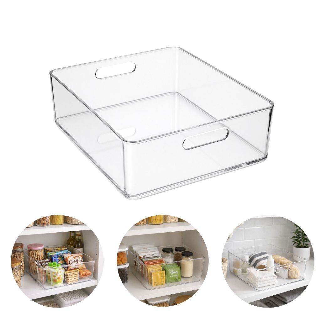 5 Caixas Cesta Perfeita Acrílico 32 x26,5 Organização Multiuso Closet Lavanderia Prateleira