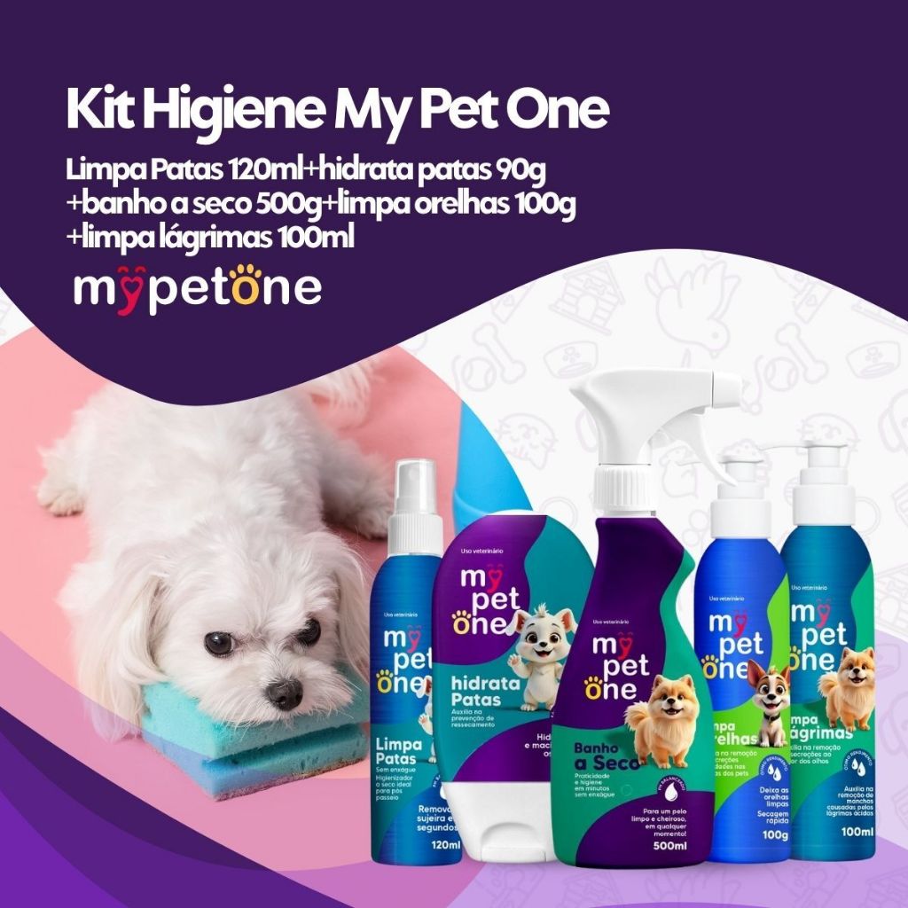 Kit Hidratante e Limpa Patas Orelhas Lágrimas e Banho a Seco MyPetOne