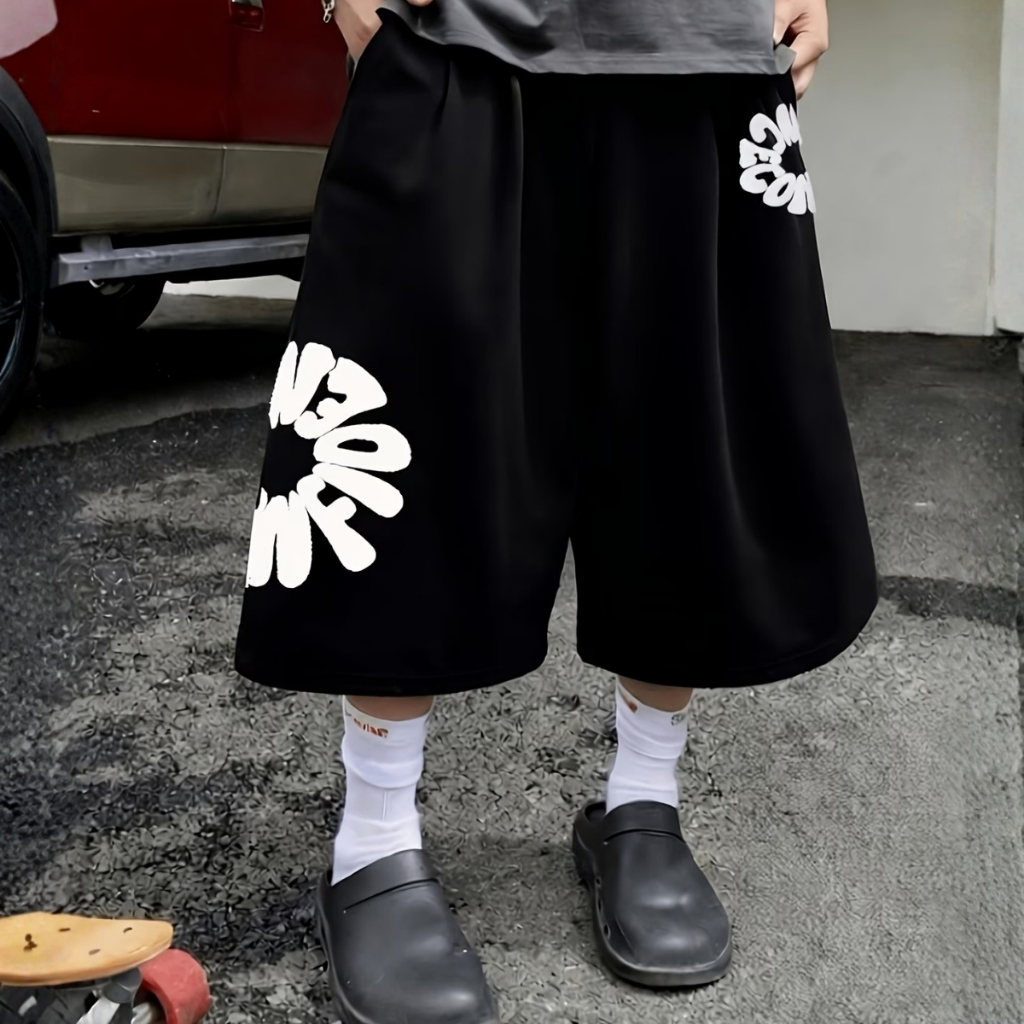 Bermuda Masculina Oversized Baggy  Estampada Streetwear Bermudão Hip Hop Modelagem Ampla