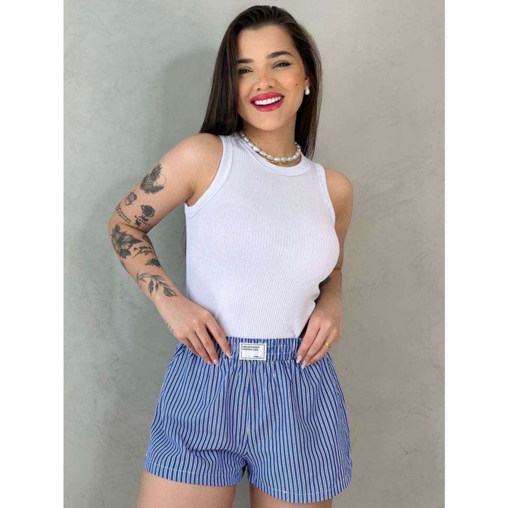 Regata Canelada Feminina Blusa Básica Confortável Blusinha Casual Verão Toque de Algodão Com Elastano
