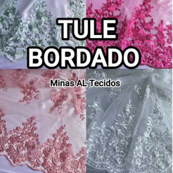 TECIDO TULE BORDADO (1M X 1,30M)