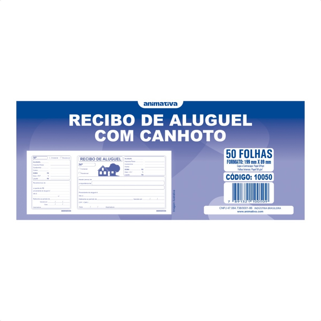 Talão de Recibo de Aluguel Para Preencher com Canhoto Destacável 50 Folhas — imagem 2 de 2
