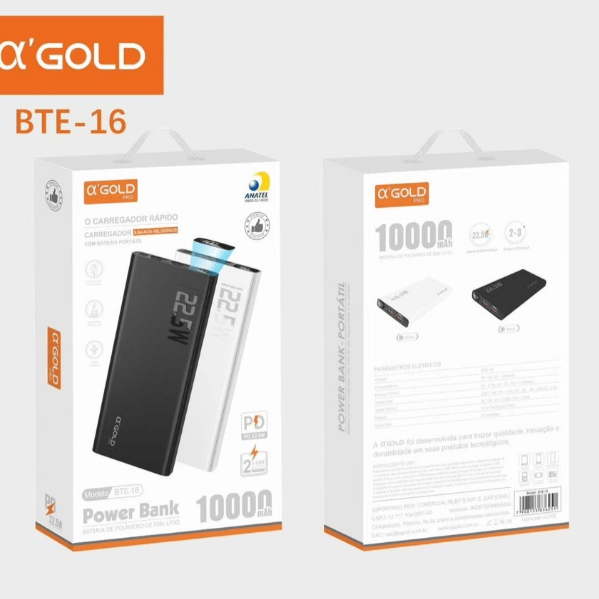Carregador Portátil Power Bank 10000mah 22.5w A'Gold BTE-16