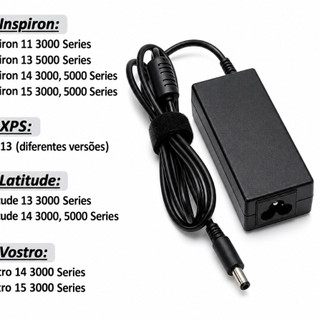Fonte Carregador compativel Dell Latitude inspiron 19.5v 3.34a 65w La65ns2-01 Plug Fino