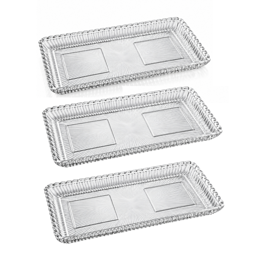 Travessa de Cristal Raios LYOR 25x13cm bandeja de vidro, petisqueira, decoração, Frios e Doces | Servir com Elegância