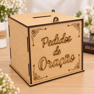 COFRE URNA COM 12X12X12CM MDF pedido de oração orações dizimo oferta