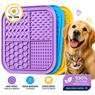 Tapete Comedouro Lento de Lamber Pet Cães Gatos Cachorro Lambedor Reduz Stress  Ansiedade com Ventosa Lick Mat