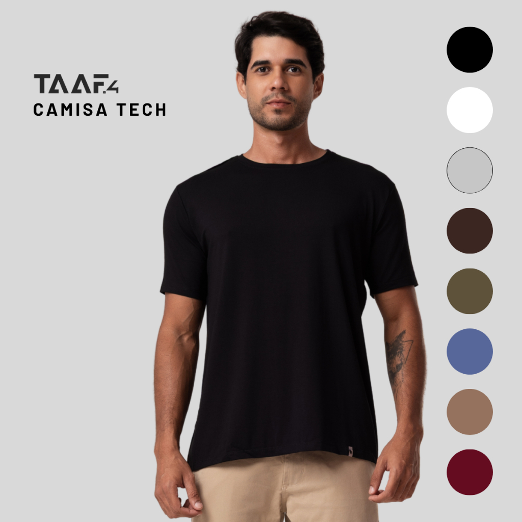 Camiseta Masculina Tech Anti Odor Não Esquenta Desbota Camisa Amassa Treino Casual Dia a Modal Academia
