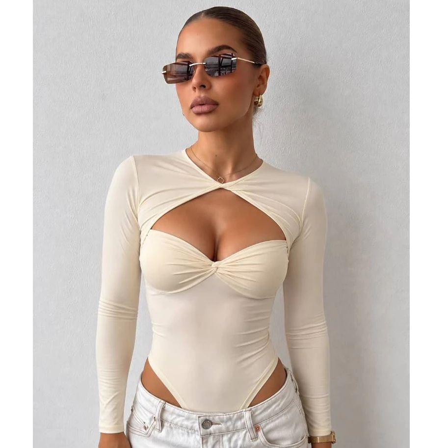 Body Liz Macedo Poliamida DIAMOND Efeito Silicone Sustentação no Peito e Recorte Torcido no Pescoço Manga Longa Sem Bojo — imagem 1