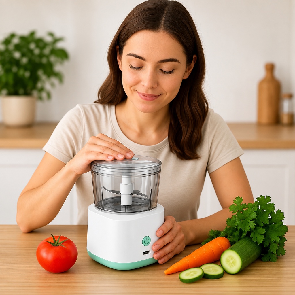 Mini Processador e Triturador Elétrico Recarregável Portátil para Alimentos, Temperos, Legumes e Alho