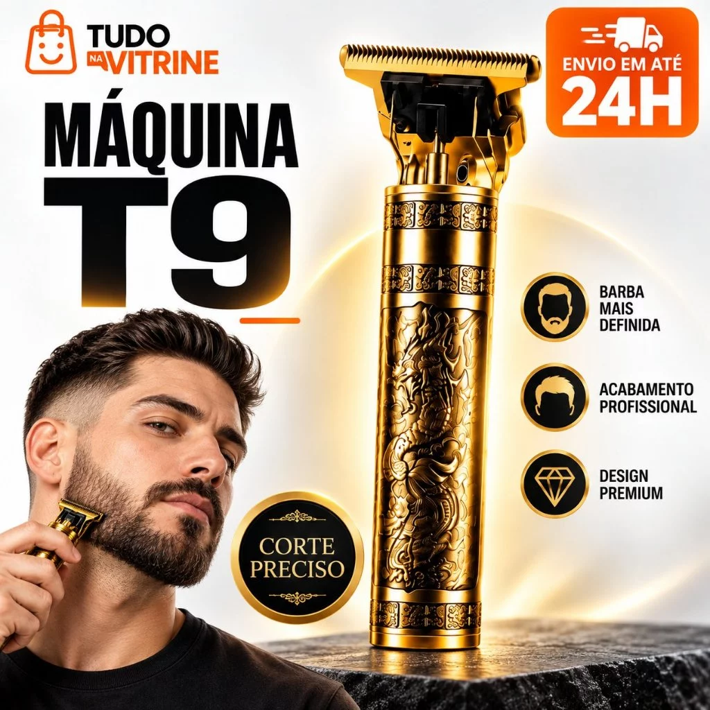 Máquina Cortar Cabelo T9 Profissional Recarregável USB Aparador de Barba Cabelo Acabamento Precision Trimmer