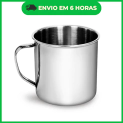 Caneca de Inox com Alça 225/1250ml Capacidade - Chopp Café Chá Viagem Camping