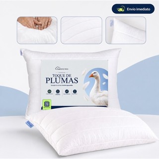 Kit 2 Travesseiro Pluma de Ganso em Espuma Travesseiro Firme Descanso 70x50cm Anti Alergico Conforto