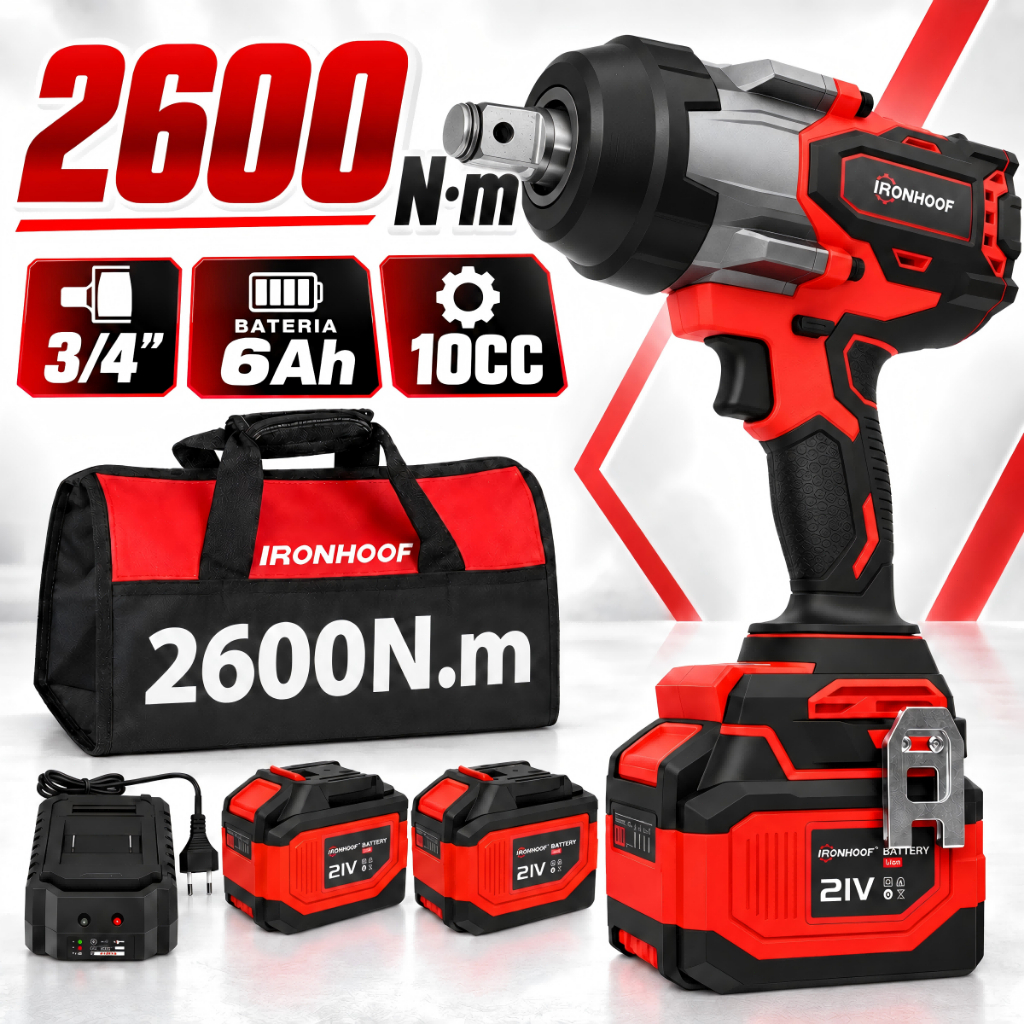2600NM Chave De Impacto Potente Parafusadeira Profissional 6AH Bateria