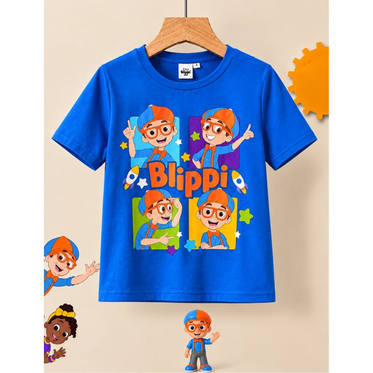 Camiseta Infantil Infanto Juvenil Blippi Desenho Infantil Moda Luxo Grife Casual Camisa Blippi