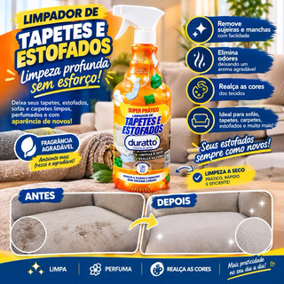 Limpador de Sofá Tapetes Estofados Prático Tira Manchas Spray 500ml Duratto