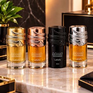Kit 4 Perfumes Árabes Musamam 30ml – Fragrâncias Cítricas, Amadeiradas e Ambaradas