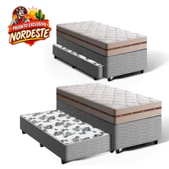 Cama Box com Colchão de Molas Ensacadas Solteiro D' Angelis Classic + Auxiliar de Espuma Unique Solteiro 88cm