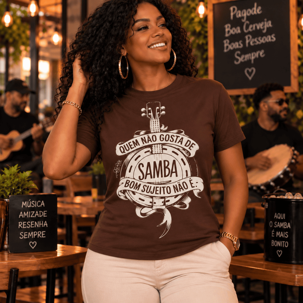 Camiseta Feminina Samba e Pagode Estampa Exclusiva 100% Algodão Confortável Look Perfeito para Shows Festas e Resenha