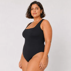 Body Plus Size Regata Alça Larga Decote Quadrado Suplex Feminino Modelador Com Fecho Elegante