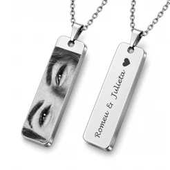Colar Olhar Personalizado com Foto ou Texto em Aço Inox 45 ou 60 cm