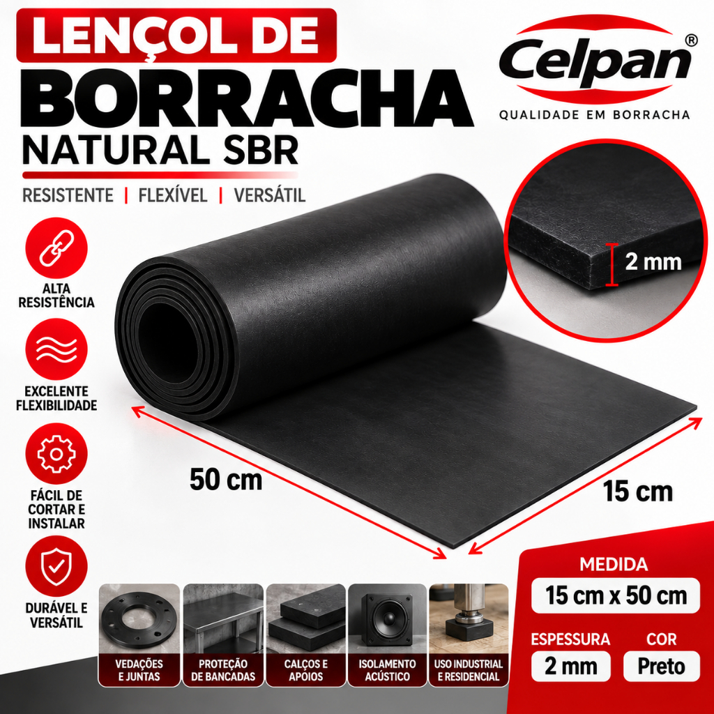 Tapete De Borracha Liso 2mm 150mm X 500mm Angare