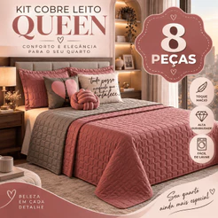 Kit Cobre Leito Dupla Face Paris Queen 08 Peças Original