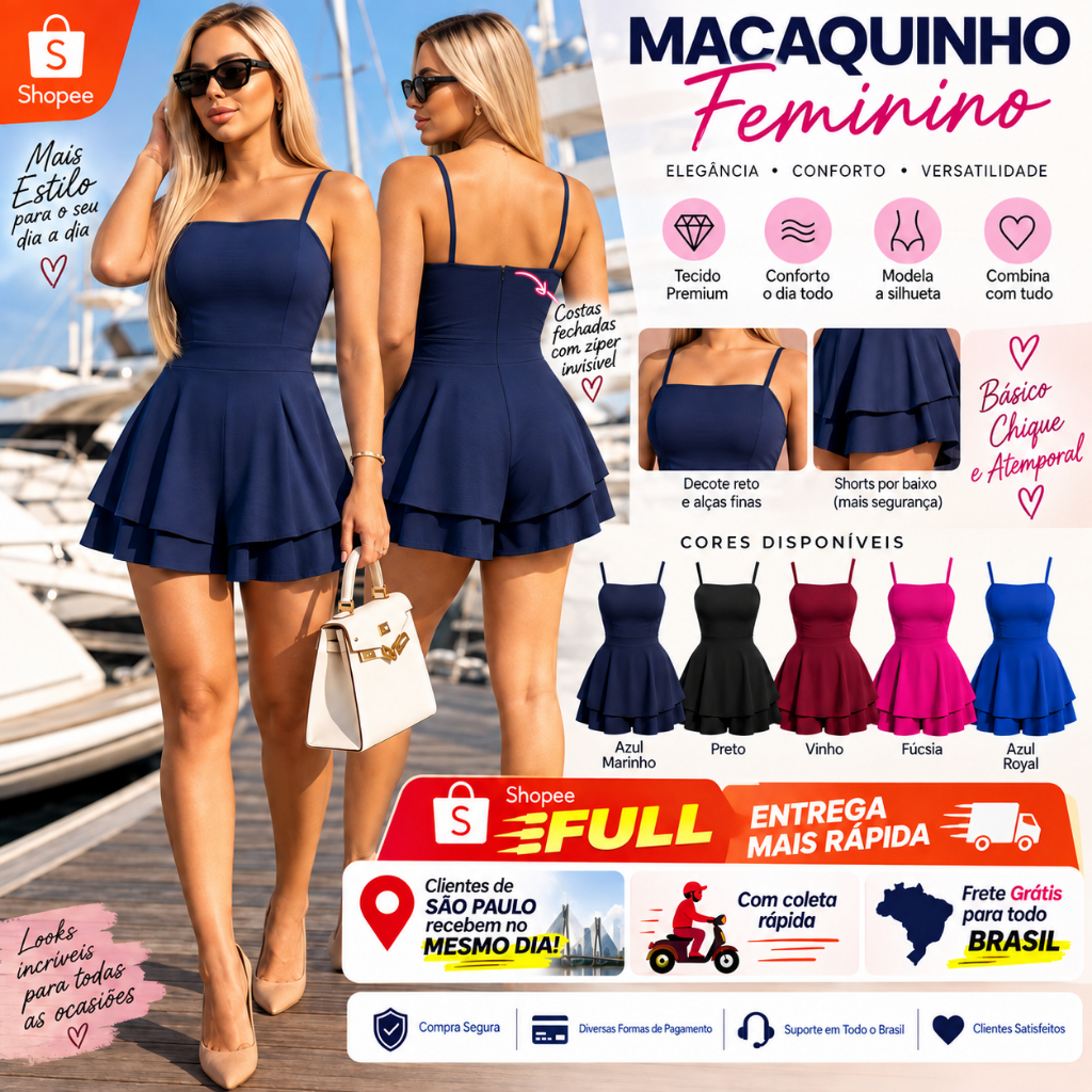 macaquinho feminino soltinho dunas premium confortavel com forro e bojo DIVERSAS CORES